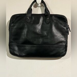 Hook and Albert black leather laptop briefcase